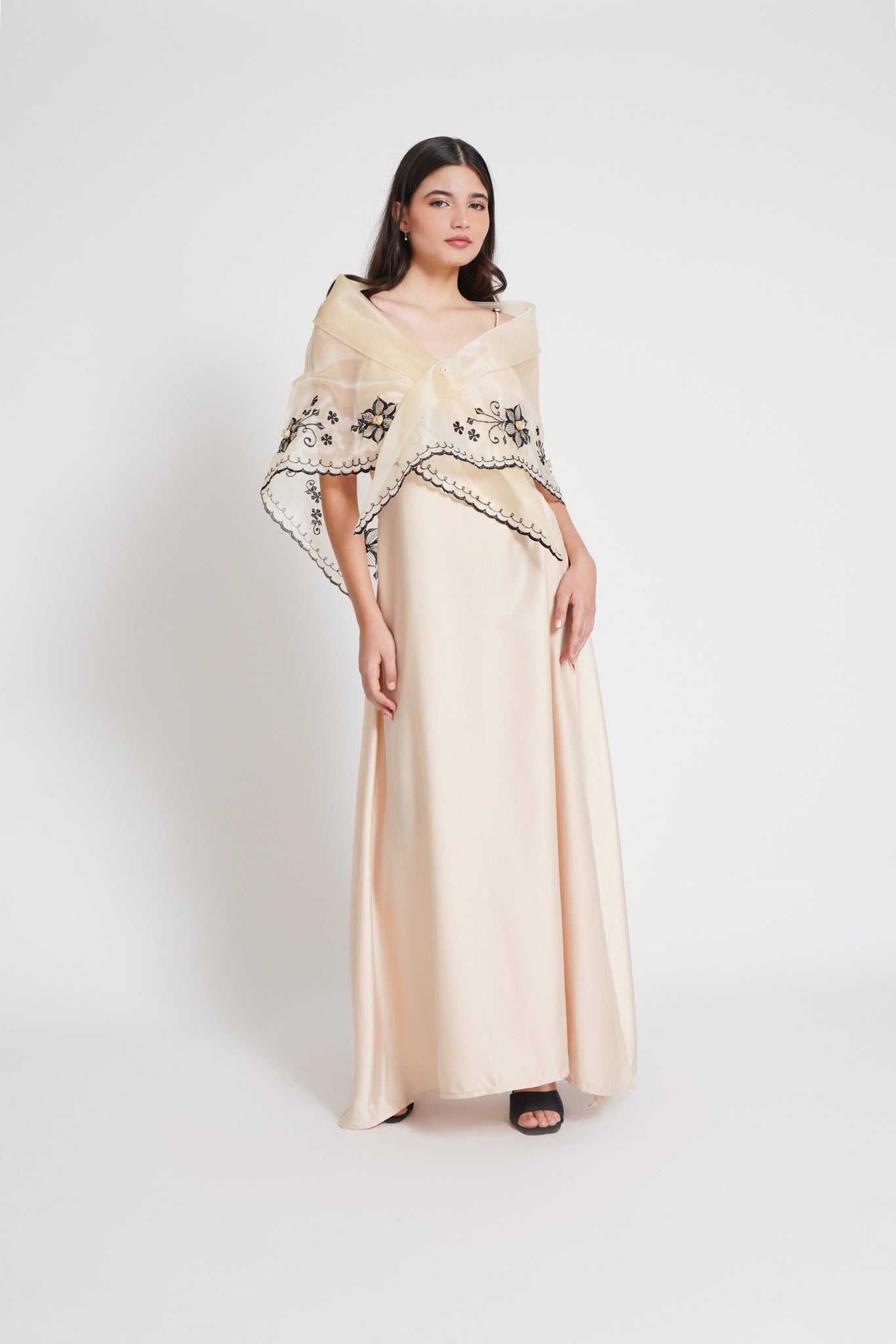 Hiraya Alampay Shawl (Ivory w/ Black)