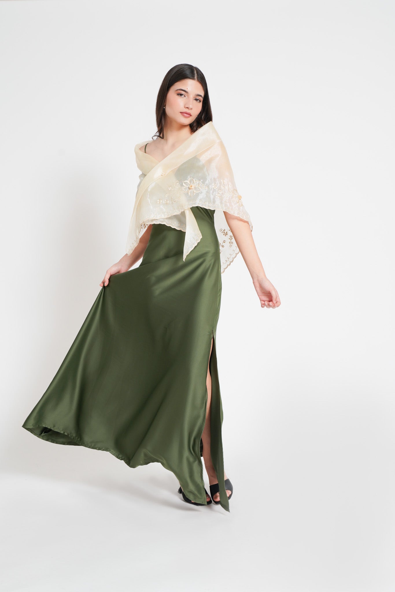 Complete your Filipiniana ensemble with our luxurious hand-embroidered organza shawls.