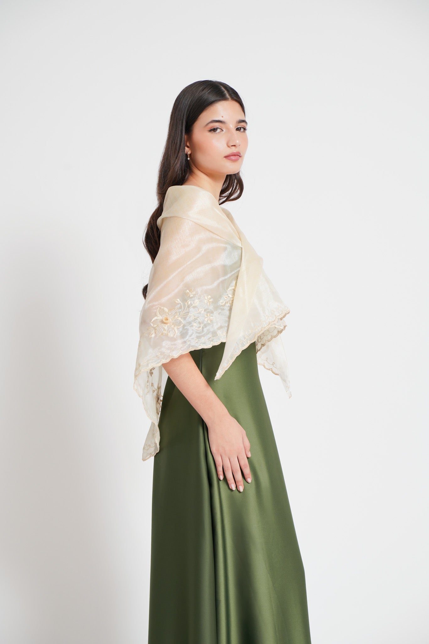 Complete your Filipiniana ensemble with our luxurious hand-embroidered organza shawls.