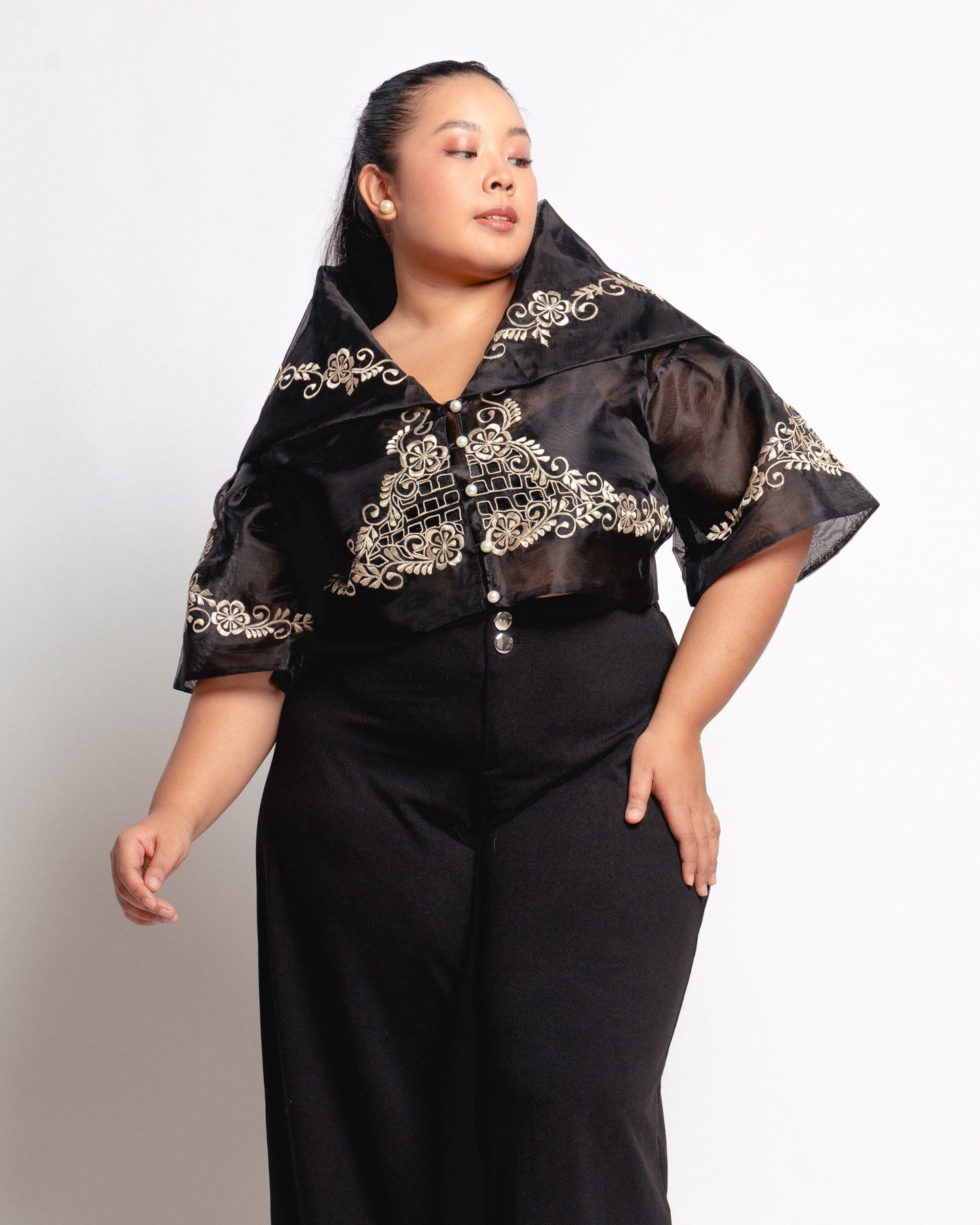 Margaret Filipiniana top (black)