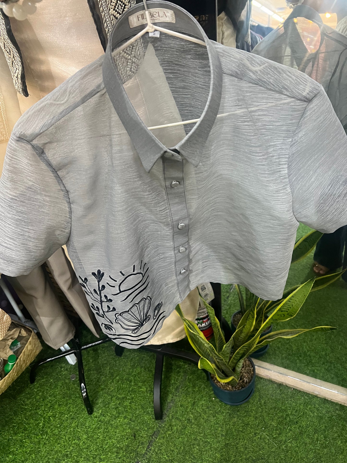 Rocco Cropped Modern Barong (Grey)