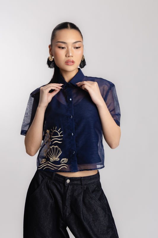 Rocco Boxy Barong (Midnight Blue)