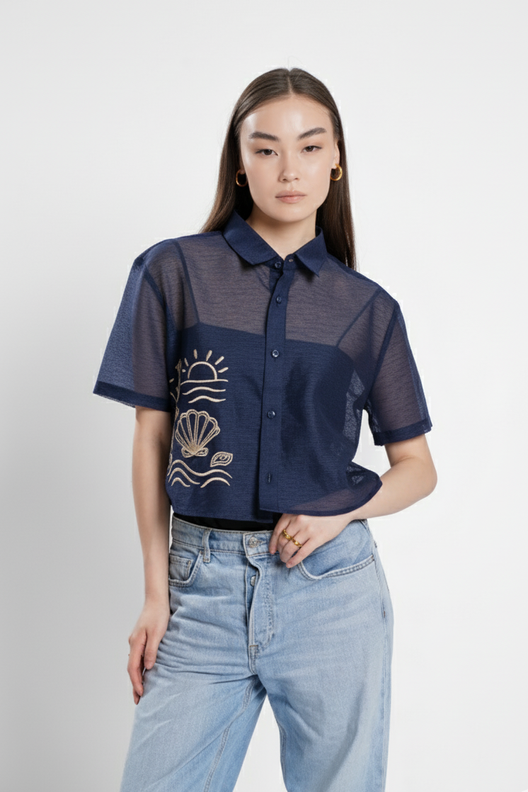 Rocco Cropped Modern Barong (Midnight Blue)