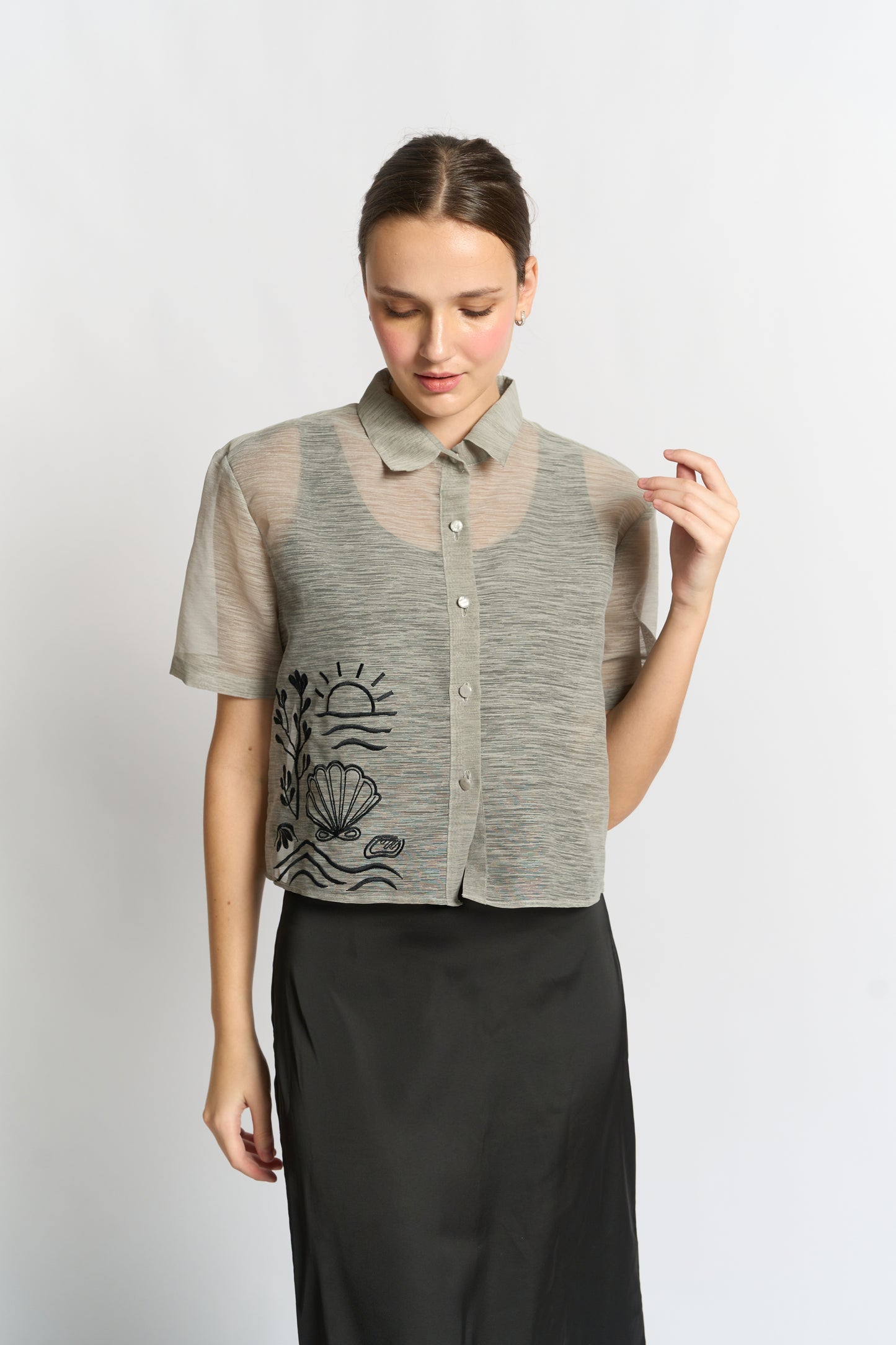 Rocco Cropped Modern Barong (Grey)