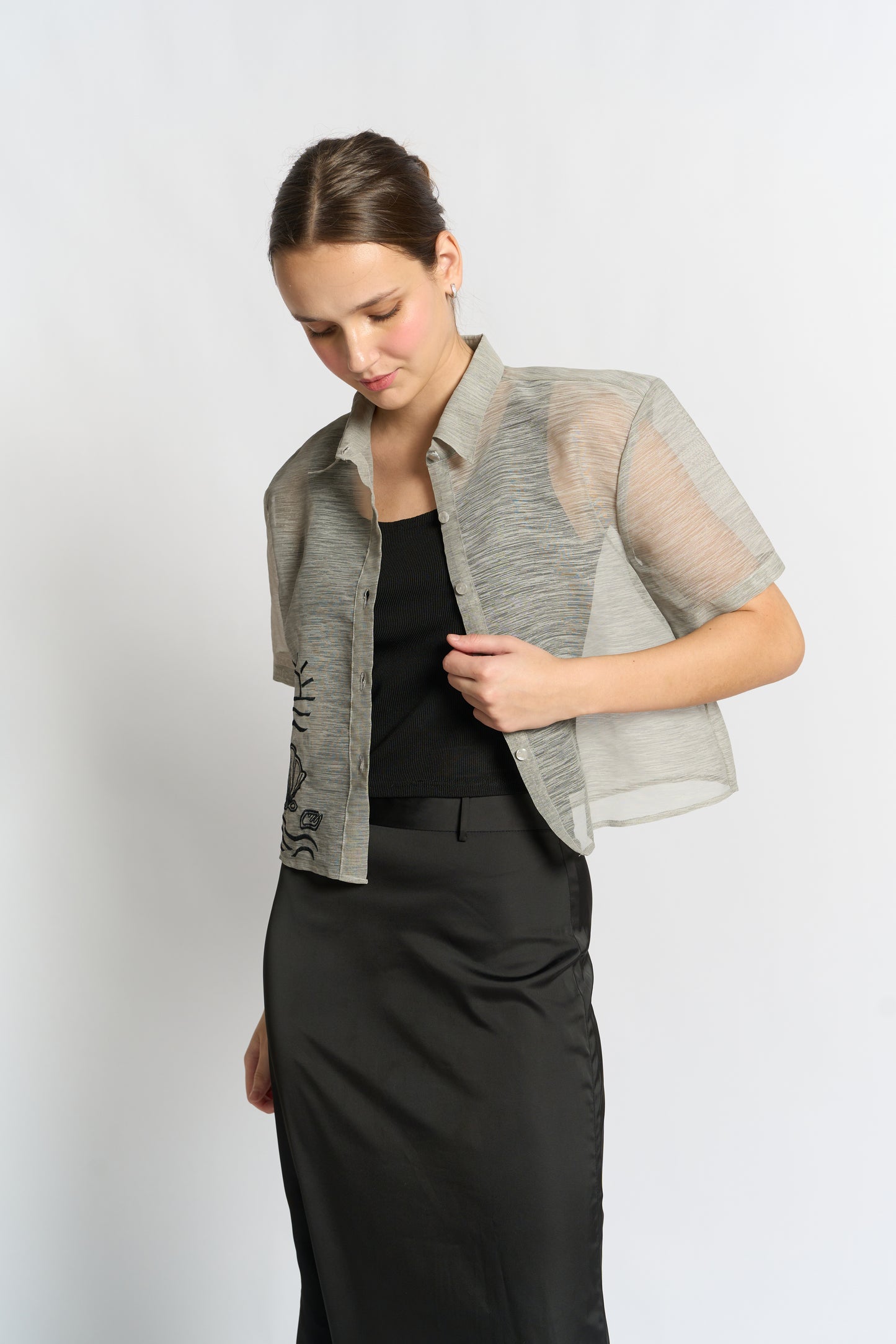 Rocco Cropped Modern Barong (Grey)