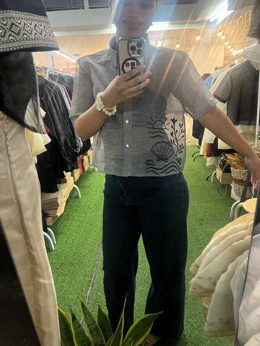 Rocco Cropped Modern Barong (Grey)